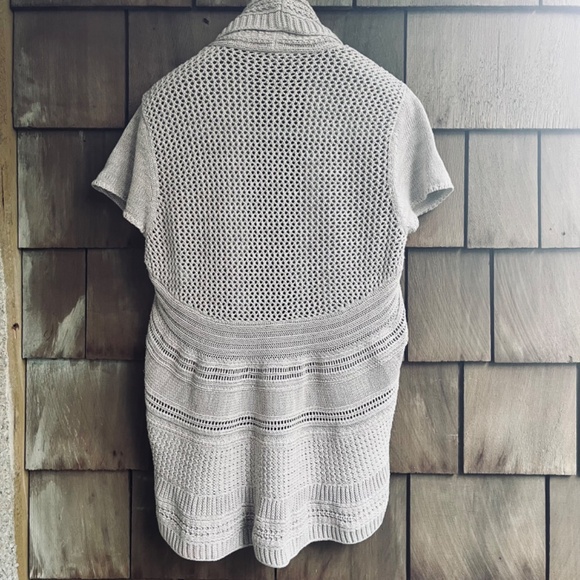Denver Hayes L Short Sleeved Open Knit Cardigan Open Front Vest - Picture 11 of 13